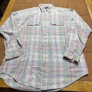 VTG Polo Ralph Lauren Men's Sz Med Whitfield 100% Cotton Shirt Multi Color Plaid